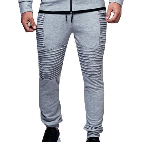 Men pants Drawstring Elastic Waist Sport Pleated Pants joggers Trousers casual Sport Pleated men Pants Trousers