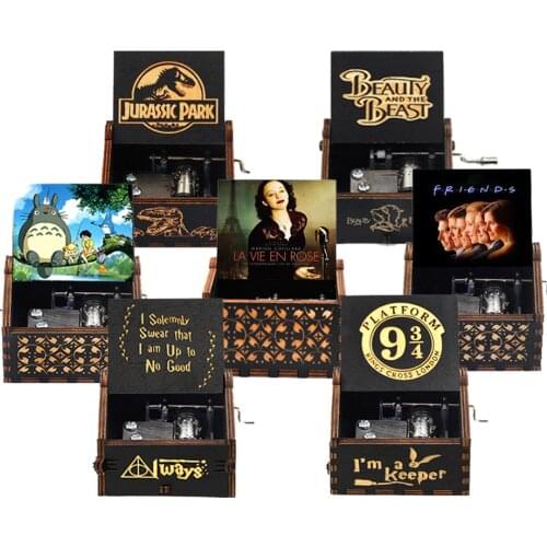 Wooden Hand Crank Music Box My Heart Will Go on Theme Digimon Caja Musical Christmas Gift Birthday Gift Children Toy