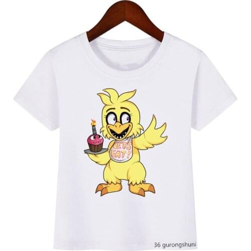 Children Clothing Boys Girls T-shirt Cartoon Chicken Chica Print Pattern T Shirt Cute Kids Tops Summer Girls Tops Wholesale