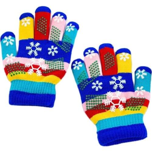 Kids Winter Warm Full Fingers Gloves Bike Football Skate Ski Cartoon Funny Skeleton Pattern 3-12Y Knitted Acrylic Gloves Boy