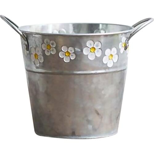 Garden Plant Pot Home Decoration Flower Bucket Vintage Iron Balcony Holder Gardeging Fashion Portable Retro Metal Yard Vase