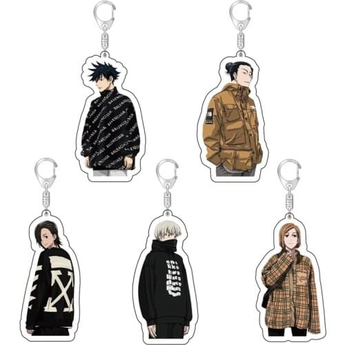 2021HOT Jujutsu Kaisen Yuji Itadori Anime HD Printed Keychain Cosplay Acrylic Pendant Keyring Cute Funny Cartoon Toy Rare Gifts