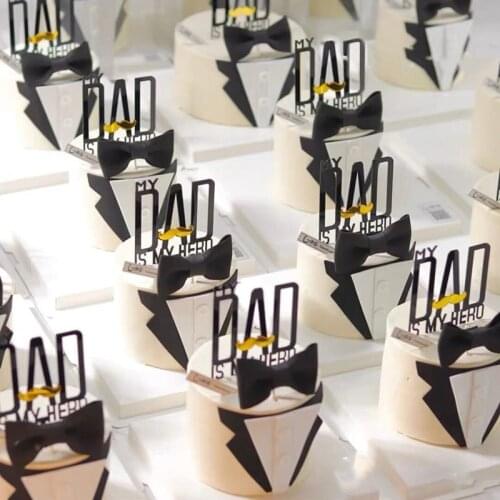Ins DAD Happy birthday Cake Topper Golden black Acrylic Fathers Day Happy Cake Topper For DAD birthday Party Dessert Decoration