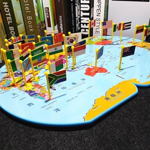 World Map Put In The National Flag Childrens Understanding Wooden Puzzle Intellectual Development Kindergarten Educational Toys