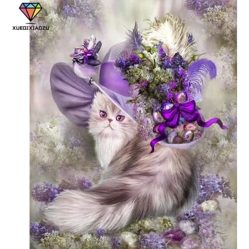 2020 New Product Full Round Diamond Painting Elegant Cat 5D DIY Animal Diamond Embroidery Handmade Home Decoration Gift CD211