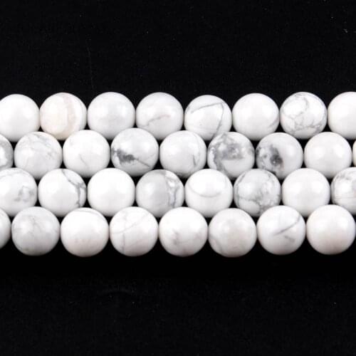 Natural White Howlite Stone Round Loose Beads For Jewelry Making 4-12mm Spacer Beads Fit Diy Bracelet Necklace 15'' Strand