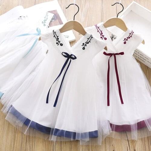 Summer Princess Dress Bow Mesh Tutu Party Dresses for Girls WT16