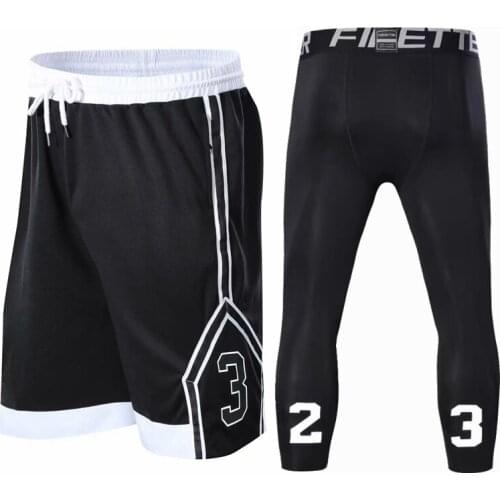 Men Basketball Sets Sport Gym Quick dry Workout Number 23 Board Shorts + Tights For Soccer Exercise Hiking Running Fitness 5XL