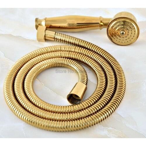 Telephone Style Hand Held Bathroom Shower Head / Golden Brass Finish Bathroom Handheld Shower Head Accessory /Hose thh043