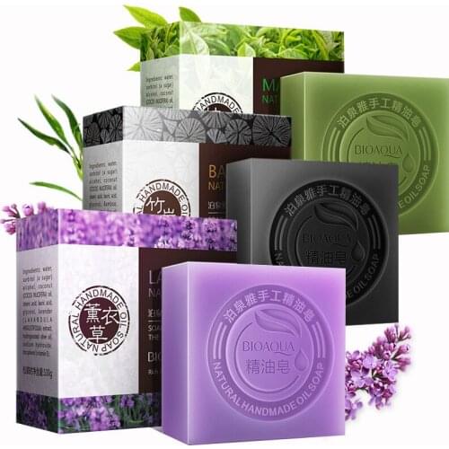 BIOAQUA Natural Organic Herbal Essential Oil Soap Whitening Handmade Soap Skin Remove Acne Deep Cleansing Face Hair Care Bath