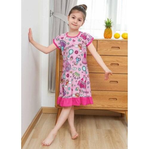 New Girls Princess Pink Nightgowns Kids Castel Princess Night Dress Girls Sleepwear Baby Pajamas Night Clothes