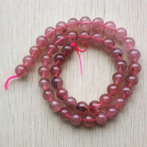 Wholesale 45pcs/lot fashion Natural Strawberry quartz stone round Shape Loose Beads 8mm DIY jewelry Accessories making free
