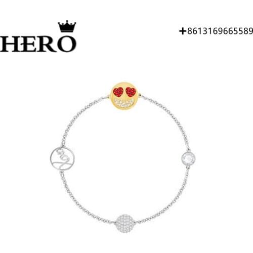 HERO Original Copy High Quality 1:1 SWA Smiley Face Plated Platinum Clasp Bracelet With Logo Envelope