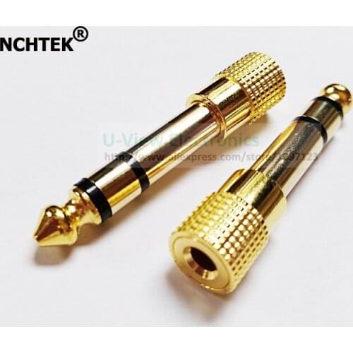 NCHTEK Golden Plated 3.5mm Female To 6.35mm Male Stereo Jack Adapter AUDIO CONVERTER Connector/Free Shipping/50PCS