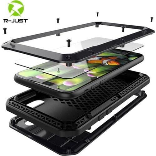 Luxury Doom armor Metal Aluminum phone for iPhone 12 11 Case XS MAX XR X 6 7 8 Plus 5S SE 5 12 Full Body Cover Shockproof Fundas