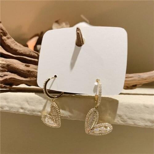 XIYANIKE Gold Color Heart Hoop Earrings Vintage Geometric Crystal Round Circle For Women Gift 2021 Fashion Girls Party Jewelry