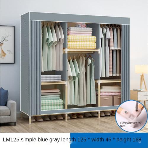 2021 Wardrobe Rental Room with Wooden Simple Cloth Wardrobe Strong and Durable Large Hanging Wardrobe Home Bedroom Economical