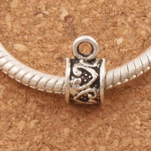 Dots Heart Design Connectors Bails Beads 11.2x6mm 60 pcs Zinc Alloy Fit Charm European Bracelet L732