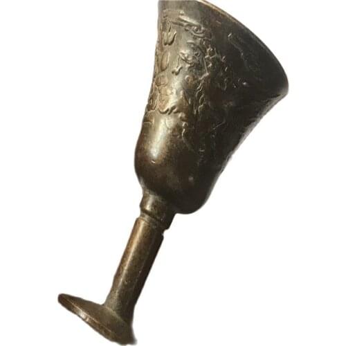 Chinese Bronze statue old copper Dragon and Phoenix wine glasses