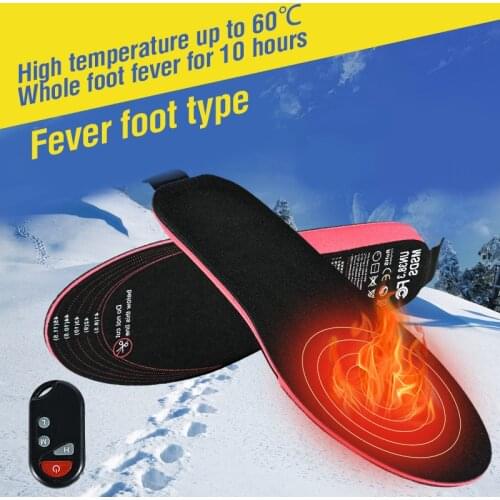 USB Electric Heated Insole with Remote Control Electric Foot Warmer Rechargeable Winter Sport Insole Shoes Pad