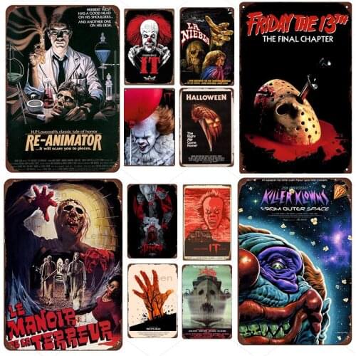 Horror Movies Vintage Poster Metal Tin Sign Shabby Chic Retro Plaque Man Cave Iron Painting Home Decor Cinema Bar Wall Stickers