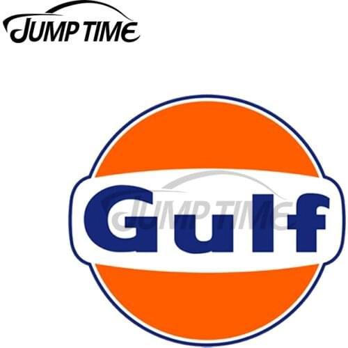 Jump Time 13cm x 12cm For Gulf Logo Racing Waterproof Decal Fashion Occlusion Scratch Funny Car Stickers Pull Flower