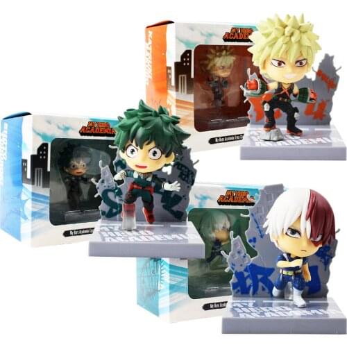 10cm My Hero Academia Kyun Chara Katsuki Bakugo Shoto Todoroki Izuku Midoriya Q Version PVC Action Figure Model Collection Toy