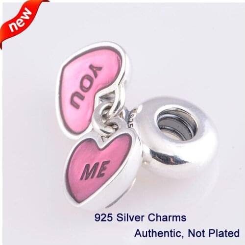 Compatible with Fandola Jewelry Bracelets 925 Sterling Silver Beads Arrival ME and YOU Pendant Charms Fits European style CKK