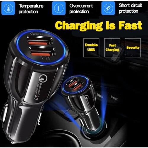 CHO04 ​3.1A Ambient Light Charger QC 3.0 Type-C Fast Charger Quick Charger For iPhone Xiaomi USB Phone Tablet pc Charger In Car
