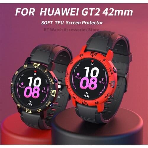 Protective TPU Shell Case for Huawei GT2 42mm Cover Screen Protector for GT 2 Colorful Watch Case Cover