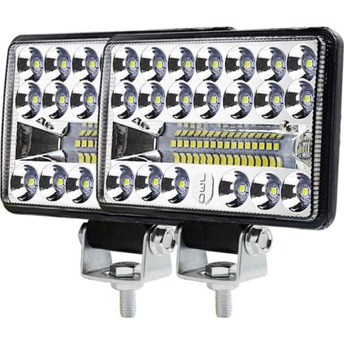 1 Pair 60W External High-brightness LED Headlights Square Auxiliary Light 20 Lamp Beads for 12-80V Vehicles