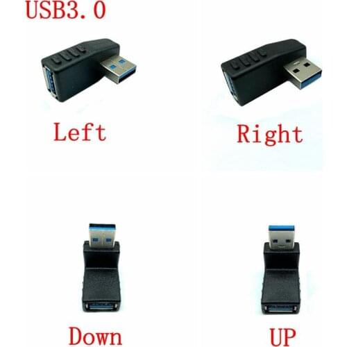 10Pcs 90 Degree Left Right Angled USB 2.0 3.0 A Male To Female Adapter Connector For Laptop PC Drop ship