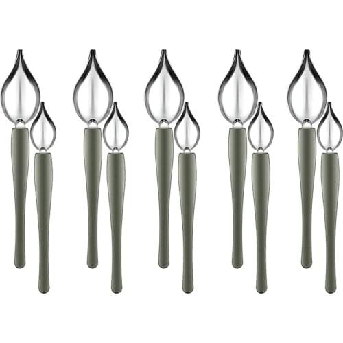 10 Pcs Drawing Decorating Spoon Set, Large/Small, Multi-Use Stainless Steel Chef Culinary Drawing Spoons Painting Spoon