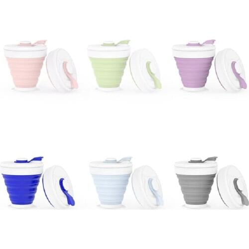 10PCS Foldable Silicone Cup 350ML Food Grade FDA Free Portable Folding Milk Water Cup/Coffee Cup Outdoor Travel BPA Free