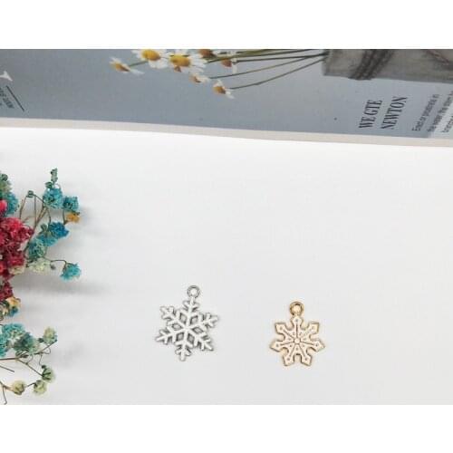 10pcs Snowflake Enamel Metal Charms Pendants Drop Oil Floating For DIY Bracelet Earring Jewelry Accessories Christmas Decor Gift