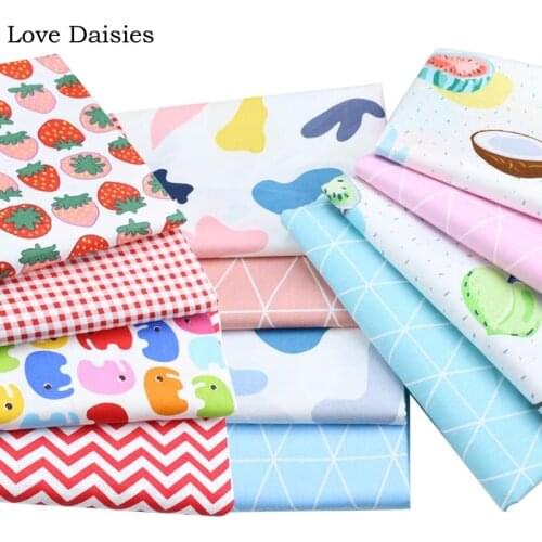 100% Cotton Twill Cute Cartoon Color Strawberry Elephant Fruit Coconut Fabric For Kids Bedding Sheet Apparel Handwork Cushion
