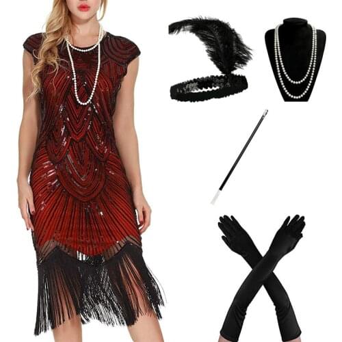 1920s Flapper Dress Great Gatsby Party Evening Sequins Fringed Dresses Gown