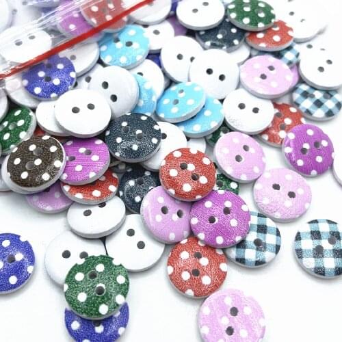 50Pcs Mixed Sewing Accessories Buttons Wood Buttons Cabochons Scrapbooking 2 Holes Dot Round Wood Sewing Buttons 14mm