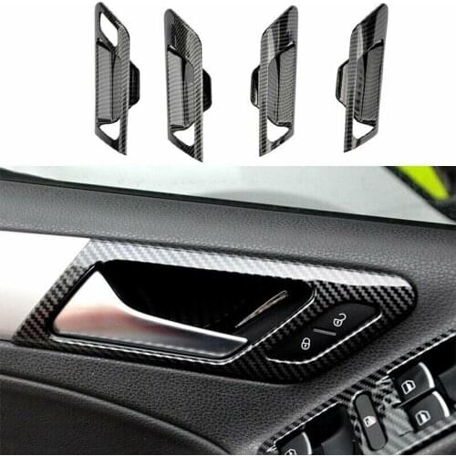 4Pcs Car Interior Door Handle Bowl Trim for Golf MK6 2010-2013 Carbon Fiber