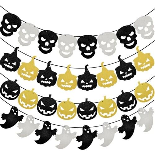 8 Pcs 2021 Spider Bat Ghost Pumpkin Round Piece Halloween Pull Flower Hanging Decoration Bar KTV Classroom Decoration Supplie
