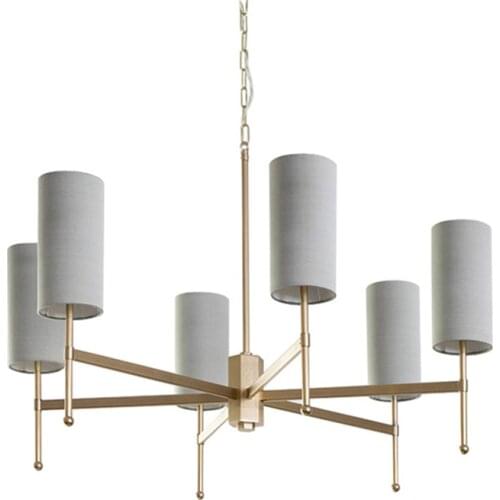 American Led Chandelier Nordic Style Lamp Modern Minimalist Living Room Pendant light Bedroom Gray Art Full Copper Lamps