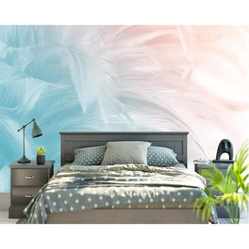 Beibehang American minimalist wallpaper hand-painted feather art background wall paper living room sofa wall covering mural