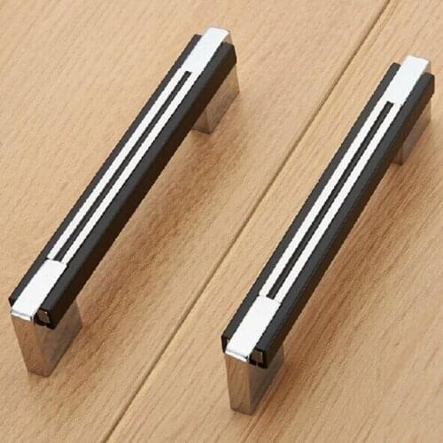128mm shiny silver kichen cabinet wardrobe door handles black chrome dresser handle 5" modern fashion furniture hardware handle
