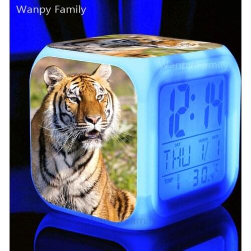 Forest Animal Tiger Alarm Clock For Childrens room Bedside Desktop Color Changing Digital Alarm Clock