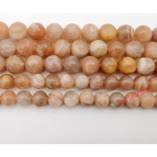 Fctory Price Natural Peach Sunstone Round Loose Beads 16" Strand 6 8 10MM Pick Size For Jewelry Makingdiy