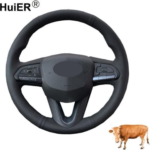 Hand Sewing Car Steering Wheel Cover Cow Leather Wrap Volant For Cadillac XT4 2017 2018 2019 2020 2021 Funda Volante Non-slip