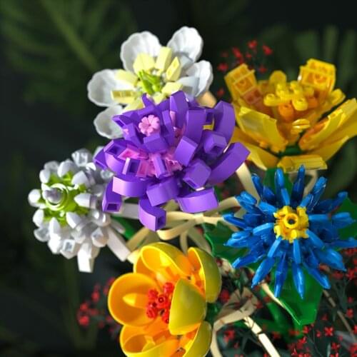Flower Bouquet Building Blocks Toys For Children Simulation Eternal Flower Model Building Blocks Set Kids Toys Assembling Bricks