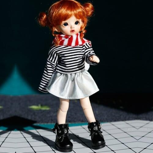 D03-P138 children handmade toy 1/6 BJD.SD Doll Accessories doll clothes Long sleeve striped skirt suit 1pcs