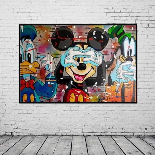 Disney Funny Mickey Mouse Donald Duck Canvas Painting Prints Posters Wall Graffiti Art Pictures for kids Room Decoration Cuadros