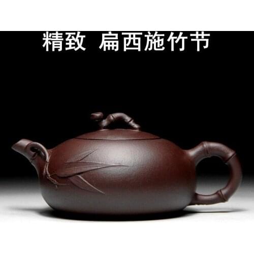 Yixing ores are recommended ores old purple mud flat xi shi bamboo teapot 150 ml mixed batch of fine workmanship